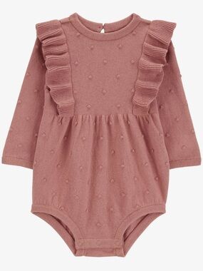 Carter's Dusty Rose Knit Ruffle One-Piece Bodysuit